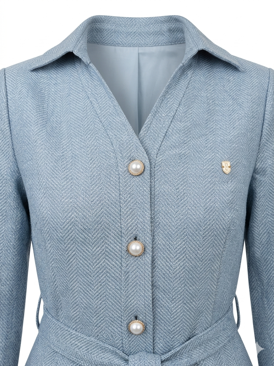 Heiress Dress Linen Light BIue