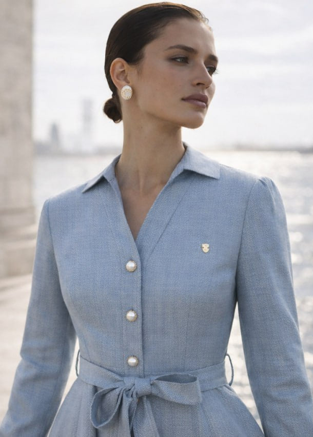 Heiress Dress Linen Light BIue