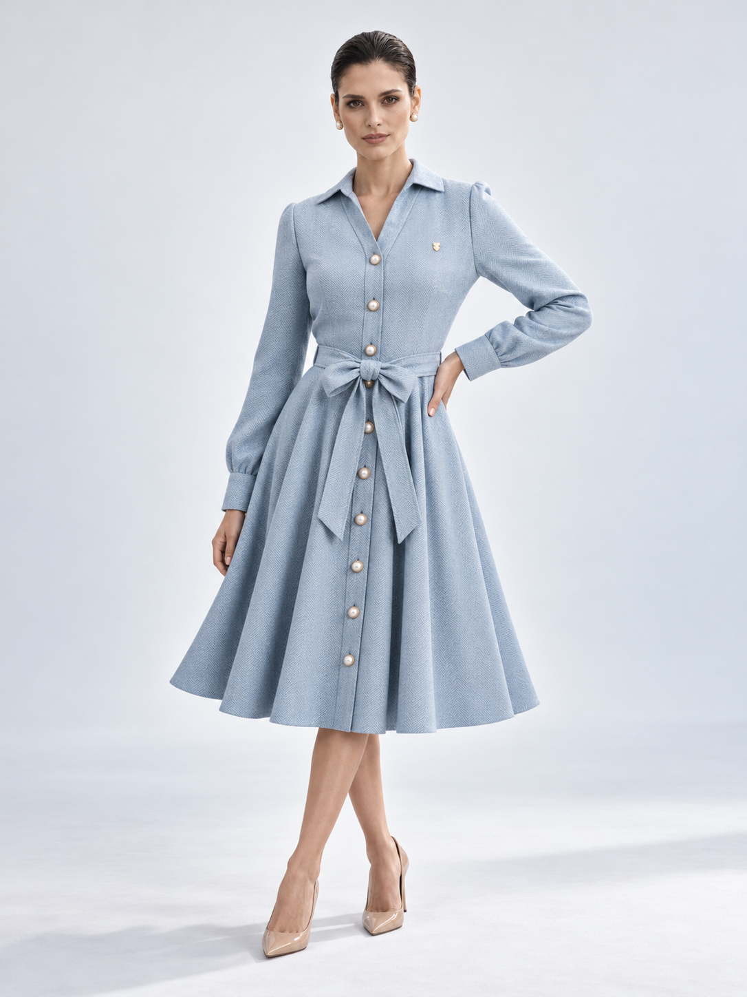 Heiress Dress Linen Light BIue